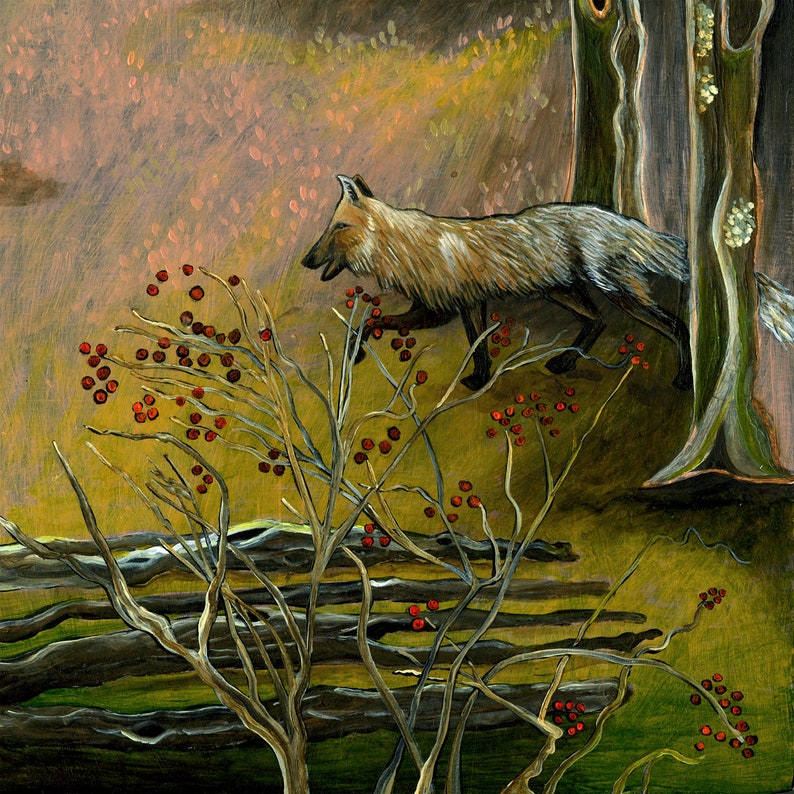 Art Print Original Acrylic Painting of Deer Fighting image 4