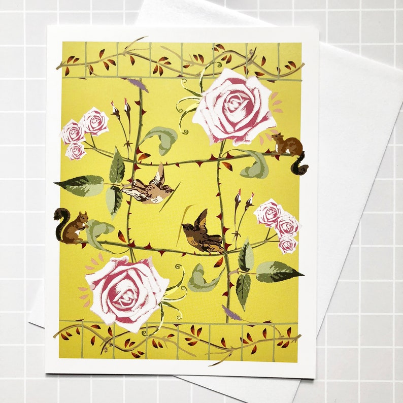 Greeting Card with a Pink Rose Garden image 1