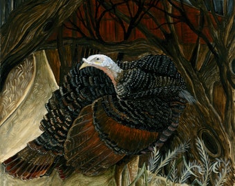 Art Print of Original Painting Portrait Wild Turkey