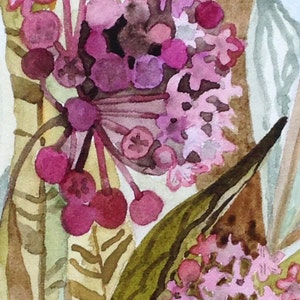 Art Print Original Watercolor of Milkweed in a Field image 4