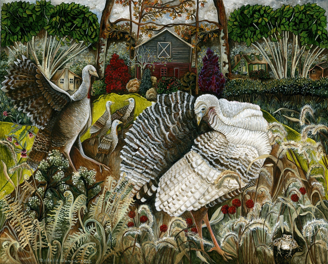 Art Print Original Acrylic Painting of Wild Turkeys in Rural Autumn ...