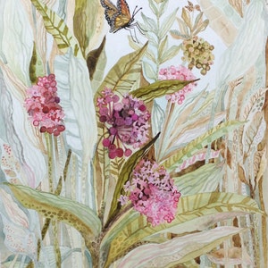 Art Print Original Watercolor of Milkweed in a Field image 1
