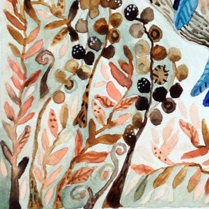 Art Print Original Watercolor Bluebird in Winter Study image 4