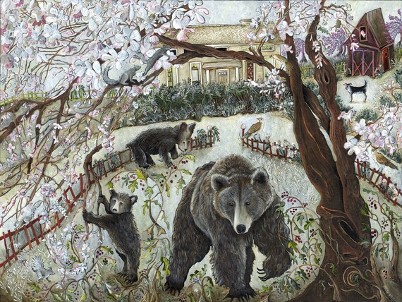 Maggie and the Three Bears Art Print From Original Acrylic 