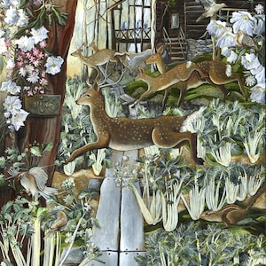 Deer Running at Slabsides Art Print of Original Painting