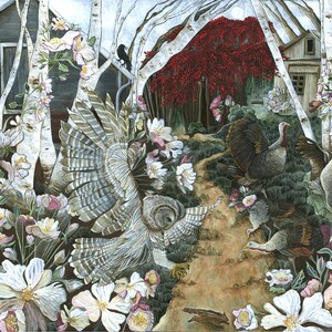 Art Print of Pleasant Barn with Owl Original Acrylic Painting image 1