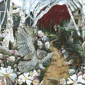 Art Print of Pleasant Barn with Owl Original Acrylic Painting