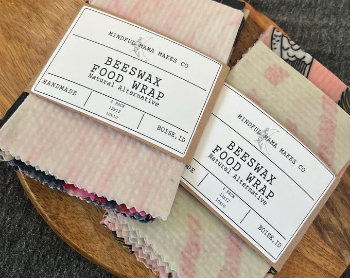 Beeswax Wraps- Natural Alternative- 2 pack