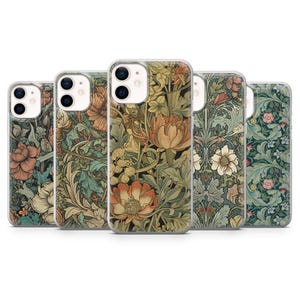 Art nouveau telefoonhoesje William Morris Vintage Cover voor iPhone 16Pro, 15, 14, 13, 12, Samsung S25Ultra, S24Fe, S23, A55, A25, A16, Pixel 9