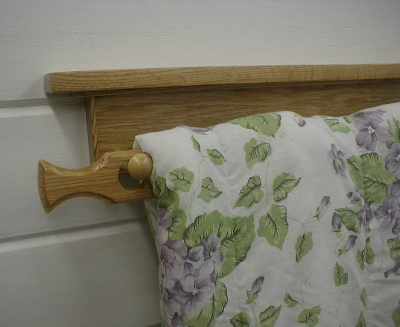 Oak Wall Mounted Natural Quilt Rack Etsy