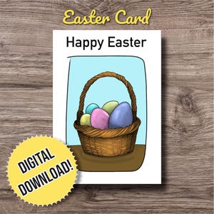 Tarjeta de Pascua imprimible para niños/padres/familia/amigos/abuelos/nietos/primos/linda tarjeta de Pascua/regalo digital de Pascua