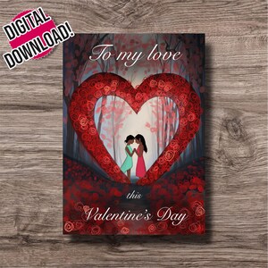 Carte de Saint-Valentin pour elle Carte de Saint-Valentin LGBT pour femme Carte de Saint-Valentin LGBTQ Art imprimable Carte de Saint-Valentin Cartes à téléchargement numérique