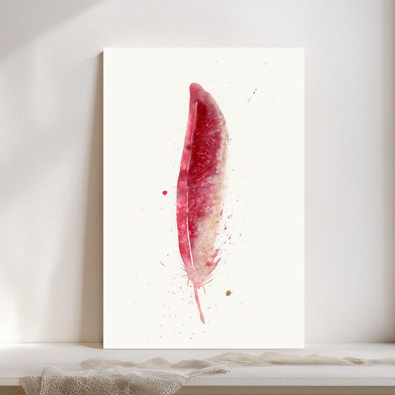 cardinal print decoration piece modern inspired interior display decor fine bedroom artwork gallery home design quality boulder rustic bird living room nature watercolor feather boho wall collection natural river farmhouse beautiful accent premium colorado giclee kitchen art mountain 500 feathers