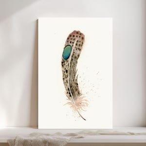 Pheasant Feather Watercolor Giclée Print, Dark brown Feather,  Boho Farmhouse Decor #275/500