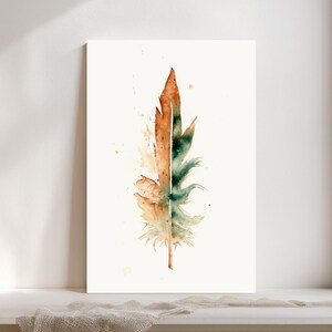 Macaw Feather Watercolor Giclée Print, Brown Feather,  Boho Farmhouse Decor #147/500