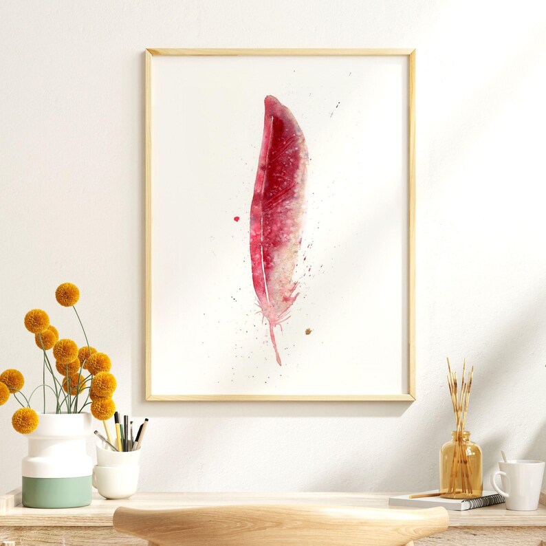 cardinal display nature art artwork quality decoration fine gallery boulder decor bedroom interior home kitchen living room watercolor accent modern river feather print 500 feathers wall piece premium natural farmhouse collection colorado mountain giclee rustic boho inspired beautiful design bird