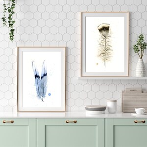 Gallery Wall Turkey Feather Print Premium Watercolor Artwork Natural Home Accent Boho Style Room Decor Modern Farmhouse Design Kitchen Bedroom Display Beautiful Nature Inspired Collection Fine Art Interior Decoration Piece