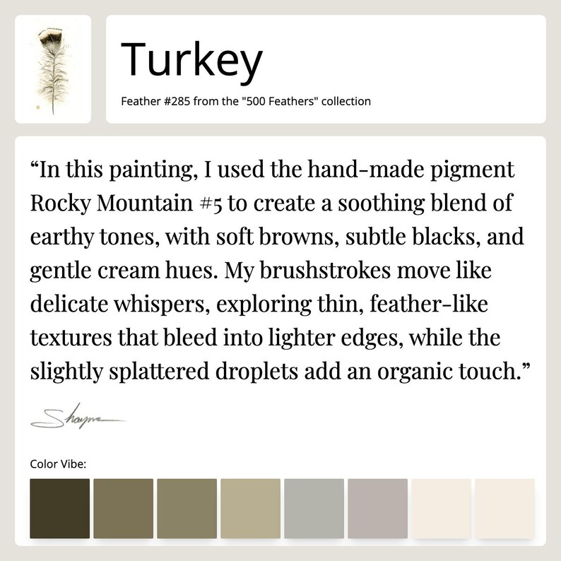 Fact sheet for Feather #285 - Turkey