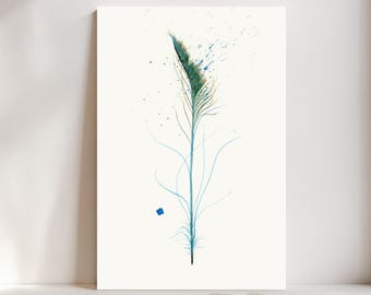 Peacock Feather Watercolor Giclée Print, Dark green Feather,  Boho Farmhouse Decor #291/500