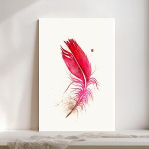 Cardinal Feather Watercolor Giclée Print, Red Feather,  Boho Farmhouse Decor #340/500
