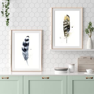 Gallery Wall Pheasant Feather Print Premium Watercolor Artwork Natural Home Accent Boho Style Room Decor Modern Farmhouse Design Kitchen Bedroom Display Beautiful Nature Inspired Collection Fine Art Interior Decoration Piece