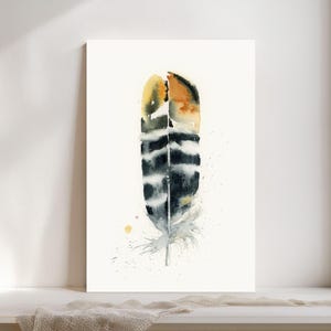 Pheasant Feather Watercolor Giclée Print, Dark gray Feather,  Boho Farmhouse Decor #60/500