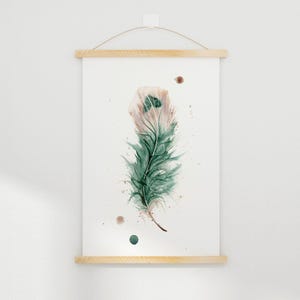 Farmhouse Style Peacock Feather Wall Art Premium Watercolor Print Natural Home Decor Boho Room Accent Bird Artwork Gallery Display Kitchen Bedroom Decoration Modern Interior Design Beautiful Nature Inspired Piece Fine Art Collection