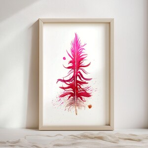 Scarlet Macaw Feather Watercolor Giclée Print: Boho Farmhouse Decor