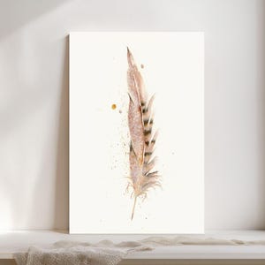 Pheasant Feather Watercolor Giclée Print, Brown Feather,  Boho Farmhouse Decor #110/500