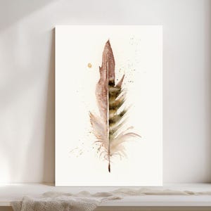 Pheasant Feather Watercolor Giclée Print, Brown Feather,  Boho Farmhouse Decor #125/500