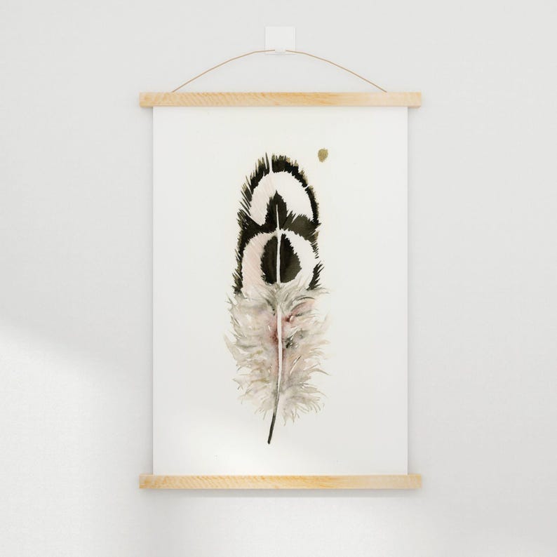 Farmhouse Style Ostrich Feather Wall Art Premium Watercolor Print Natural Home Decor Boho Room Accent Bird Artwork Gallery Display Kitchen Bedroom Decoration Modern Interior Design Beautiful Nature Inspired Piece Fine Art Collection