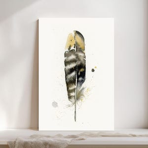 Pheasant Feather Artwork Boho Wall Decor Natural Home Accent Watercolor Bird Print Fine Art Gallery Display Modern Farmhouse Style Kitchen Bedroom Living Room Decoration Rustic Nature Design Premium Quality Giclee Print Beautiful Interior