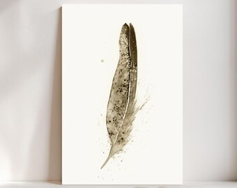 Pheasant Feather Watercolor Giclée Print, Dark brown Feather,  Boho Farmhouse Decor #65/500