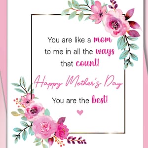 Tarjetas del Día de la Madre "Como una Mamá" para tías, mamás extra, suegras, regalos para suegras, abuelas, madres adoptivas, regalos únicos para mamás, tarjetas para suegras.