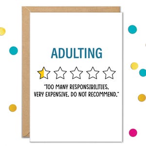 18th Birthday Cards, Funny Adulting Card, New Adult 0 Star, 21st Birthday Cards for Her Him, Card for Son, Sister, Brother, Friend, Daughter