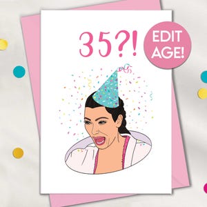 Cartes d'anniversaire amusantes pour femme, carte d'anniversaire personnalisée pour elle, carte pour meilleure amie, Kim Crying Meme, carte personnalisée pour soeur ou meilleure amie
