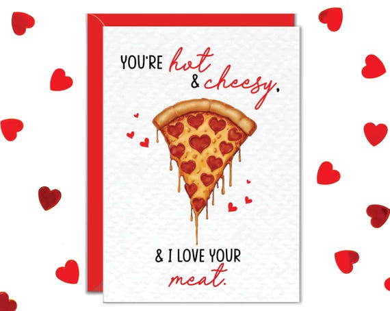 Funny Valentine's Cards, Dirty Card for Boyfriend, Husband Anniversary Gift, Pizza Lover Gift, Dirty Valentines Day, Gifts for Him