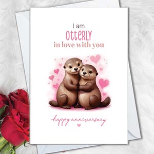 Jolies cartes d'anniversaire de jeu de mots pour femme, carte drôle je t'aime pour petit ami, petite amie, anniversaire de mariage loutre amoureux pour mari