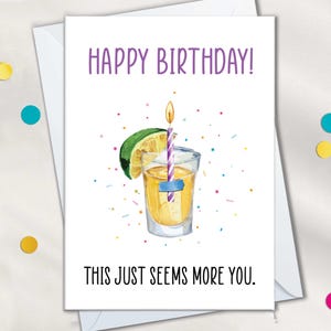 Tarjetas de cumpleaños con tragos de tequila para la mejor amiga, divertidas tarjetas de cumpleaños para mujeres, tarjetas de cumpleaños con tequila, regalos de cumpleaños con temática de bebida para ella