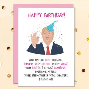Trumpmom Karte, lustige Karten für Stiefmutter, Geburtstagskarten für Stiefmutter, Karte für Frau, personalisierte Karte, beste Stiefmuttergeschenke, von Stieftochter