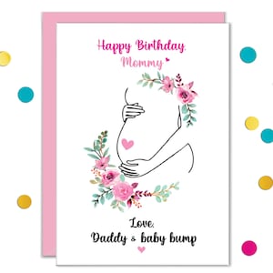 Verjaardagskaart van babybuik, babybuik, cadeau-ideeën voor zwangere vrouw, aanstaande moeder Verjaardagskaarten van babybuik en papa, van echtgenoot