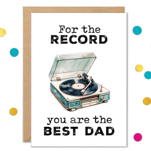 Kaarten voor beste vader, vaderdagkaarten, woordspelingkaarten voor vader, vinylplaten, cadeaus beste vader, kaarten voor echtgenoot, van zoon, stiefvaderkaarten
