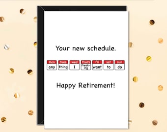 Tarjetas de felicitación por la jubilación, Tarjeta de felicitación para jubilados, 'Tu nuevo horario'