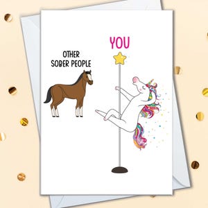 Tarjetas de felicitaciones por la sobriedad, tarjeta de aliento para dejar de beber, regalos de felicitación por el primer aniversario de sobriedad y recuperación de adicciones, Unicorn AA