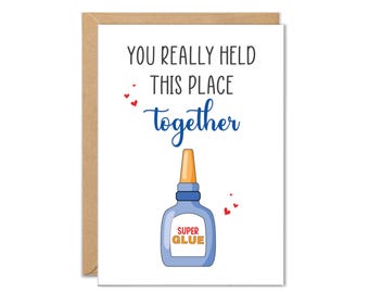 Coworker Leaving Cards, Farewell Card, We'll Miss You Card, For Colleague, Work Friend, New Job, Good Luck, Goodbye Office Gifts, Super Glue