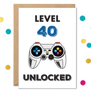 Cartes 40e anniversaire pour homme, carte de joueur à débloquer niveau 40, cartes amusantes pour avoir 40 ans, pour mari, cadeaux de joueur, pour 40 ans, petit ami, fils