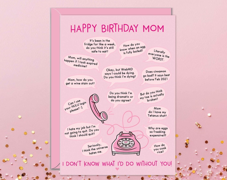 Mom Birthday Cards Funny, Card For Mom, Calls, Calling With Questions, Gifts From Daughter image 4