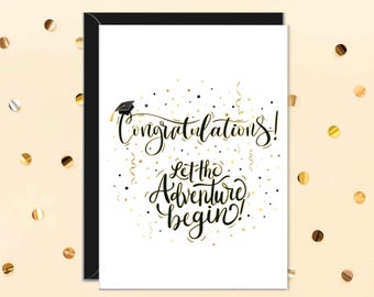 Graduation Cards, Graduation Gifts, High School, College, University, Let The Adventure Begin, Grad Cards