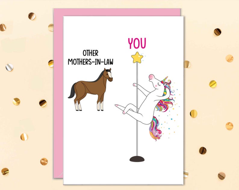 MIL Mother's Day Card, MIL Birthday Cards, Funny Card for Mother in Law, Mother-in-law Gifts, Unicorn Pole Dancing image 3