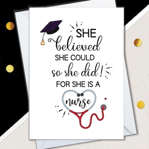 Cartes de remise des diplômes d'infirmière pour femmes, carte de félicitations pour diplômé de l'école d'infirmières pour elle, carte de félicitations pour diplômé, infirmière qu'elle croyait le faire
